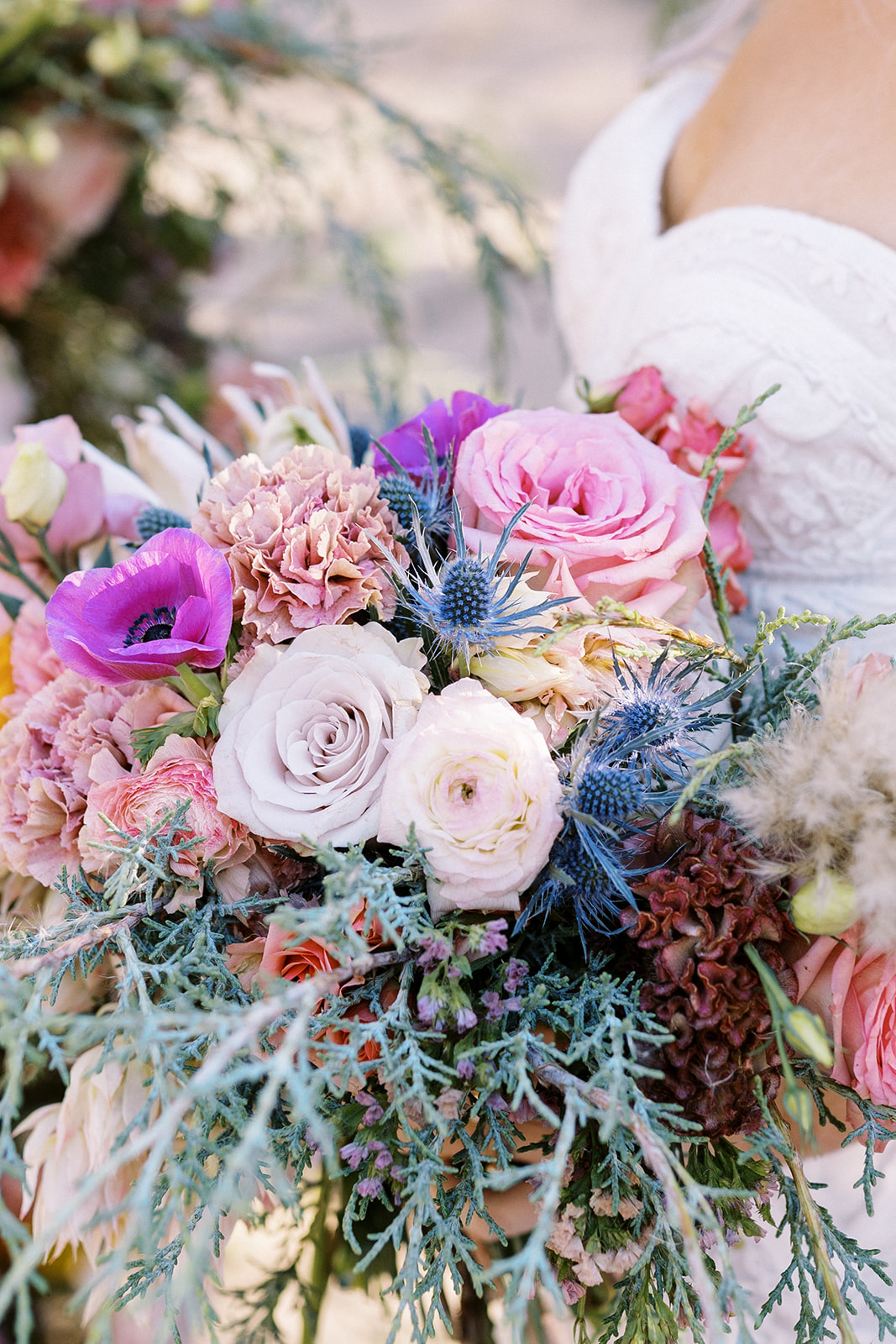 colorful spring wedding bouquet for elopement photoshoot, texas elopement photographer