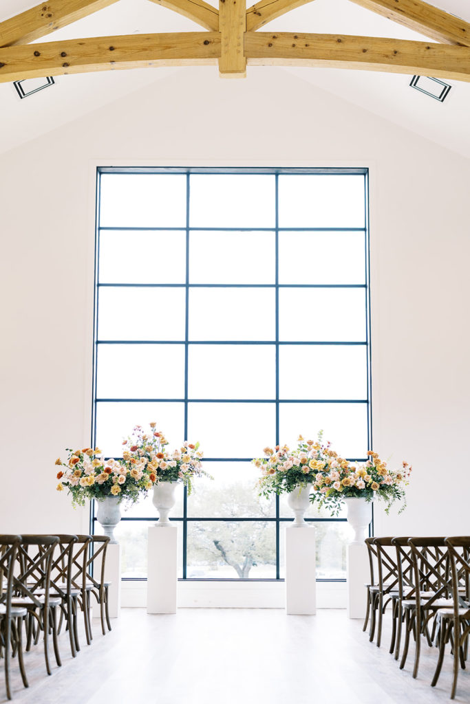 large windows at alter located at wedding venue in Texas